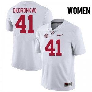 Women Justin Okoronkwo White Alabama Crimson Tide Football #41 Jersey 660016-657