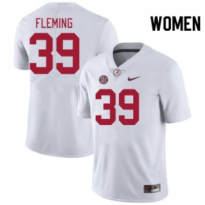 Women Kaleb Fleming White Bama Football #39 Jersey 478236-916