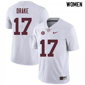 Women Kenyan Drake White Bama Football #17 Jersey 106155-191