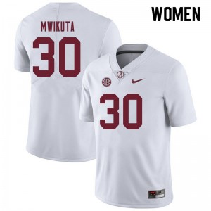 Women King Mwikuta White Bama Football #30 Jersey 999812-809