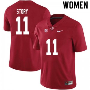 Women Kristian Story Crimson University of Alabama Football #11 Jersey 531632-918
