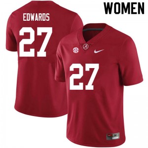 Women Kyle Edwards Crimson University of Alabama Football #27 Jersey 237428-484
