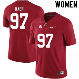 Women LT Ikner Crimson University of Alabama Football #97 Jersey 236720-986