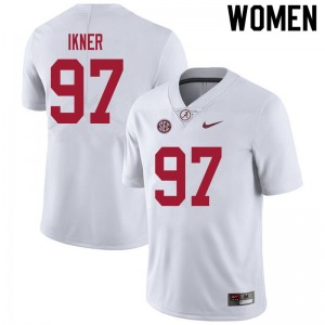 Women LT Ikner White Alabama Crimson Tide Football #97 Jersey 371100-186