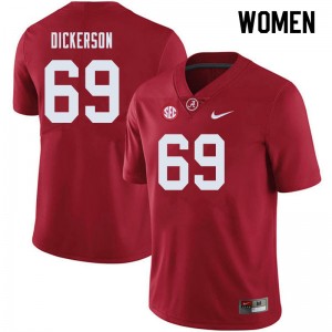 Women Landon Dickerson Crimson Bama Football #69 Jersey 258919-907