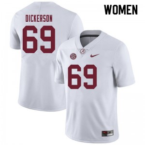 Women Landon Dickerson White Bama Football #69 Jersey 415425-423