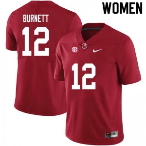 Women Logan Burnett Crimson Bama Football #12 Jersey 208298-878