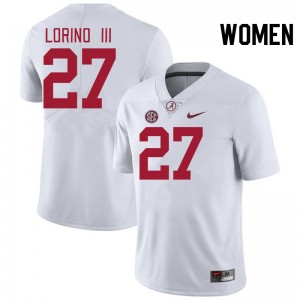 Women Michael Lorino III White University of Alabama Football #27 Jersey 460730-227