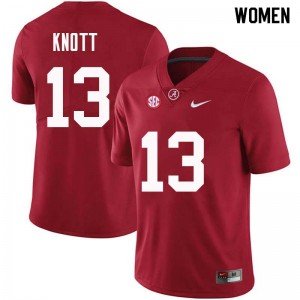 Women Nigel Knott Crimson Bama Football #13 Jersey 259351-140