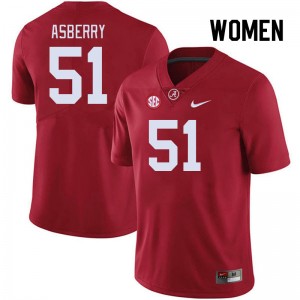Women Noland Asberry Crimson Bama Football #51 Jersey 831760-589