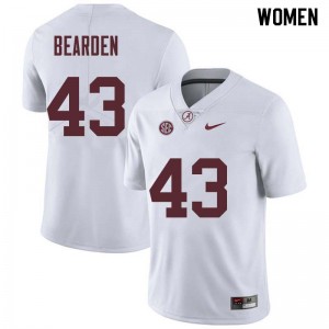 Women Parker Bearden White University of Alabama Football #43 Jersey 163226-423