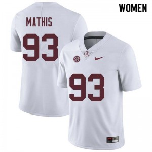 Women Phidarian Mathis White Alabama Crimson Tide Football #93 Jersey 302995-399