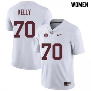 Women Ryan Kelly White University of Alabama Football #70 Jersey 117542-524