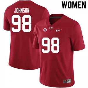 Women Sam Johnson Crimson Bama Football #98 Jersey 326581-791