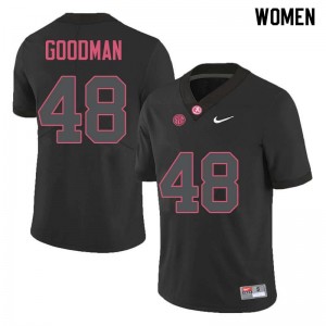 Women Sean Goodman Black University of Alabama Football #48 Jersey 259615-551