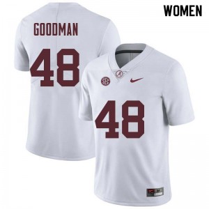 Women Sean Goodman White Alabama Football #48 Jersey 598737-296