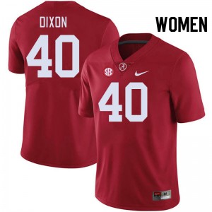 Women Sterling Dixon Crimson Alabama Football #40 Jersey 810152-709