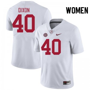 Women Sterling Dixon White University of Alabama Football #40 Jersey 521949-715