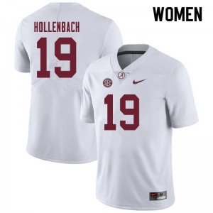 Women Stone Hollenbach White University of Alabama Football #19 Jersey 183926-962