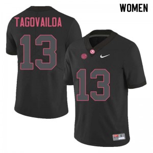 Women Tua Tagovailoa Black University of Alabama Football #13 Jersey 494379-473