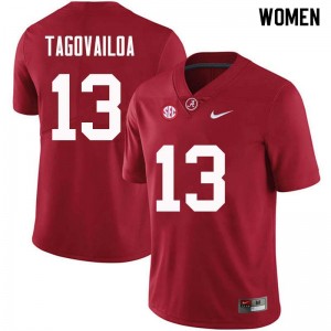 Women Tua Tagovailoa Crimson Alabama Football #13 Jersey 115466-925
