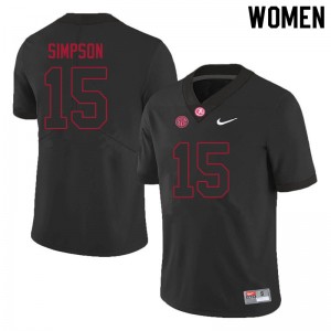 Women Ty Simpson Black University of Alabama Football #15 Jersey 914079-954