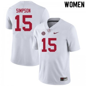 Women Ty Simpson White Alabama Crimson Tide Football #15 Jersey 247035-693