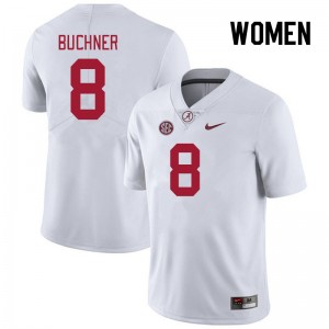 Women Tyler Buchner White Bama Football #8 Jersey 952018-900