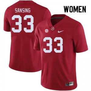 Women Walter Sansing Crimson University of Alabama Football #33 Jersey 732620-439