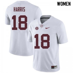 Women Wheeler Harris White Alabama Crimson Tide Football #18 Jersey 306961-351