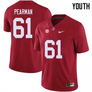 Youth Alex Pearman Red University of Alabama Football #61 Jersey 246417-219
