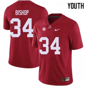 Youth Brandon Bishop Red Alabama Football #34 Jersey 877282-836