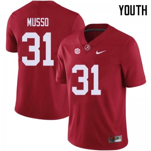 Youth Bryce Musso Red Bama Football #31 Jersey 185270-463