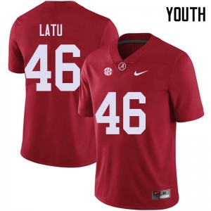 Youth Cameron Latu Red University of Alabama Football #46 Jersey 679003-217