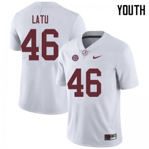 Youth Cameron Latu White University of Alabama Football #46 Jersey 522830-262