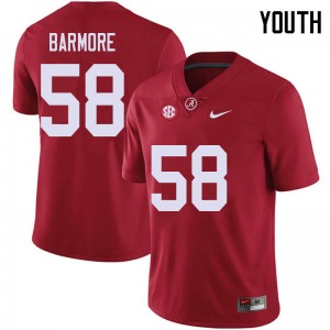 Youth Christian Barmore Red Bama Football #58 Jersey 914895-521