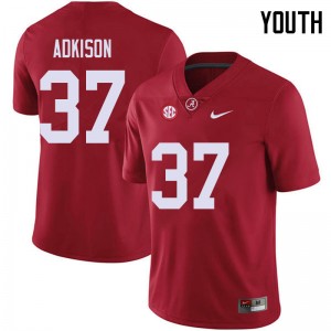 Youth Dalton Adkison Red Bama Football #37 Jersey 276836-224
