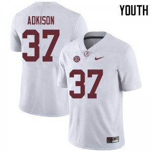 Youth Dalton Adkison White University of Alabama Football #37 Jersey 298058-296