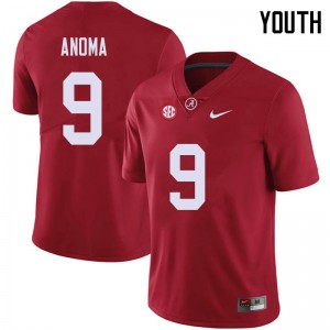 Youth Eyabi Anoma Red Bama Football #9 Jersey 422791-722