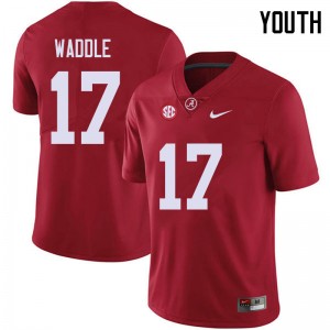 Youth Jaylen Waddle Red University of Alabama Football #17 Jersey 158750-187