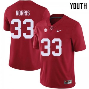Youth Kendall Norris Red University of Alabama Football #33 Jersey 284231-494