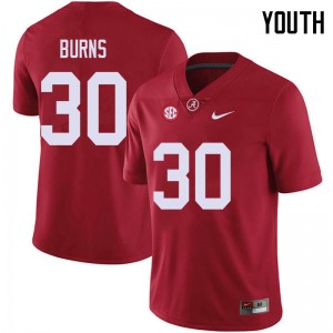 Youth Ryan Burns Red Bama Football #30 Jersey 286232-589