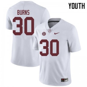 Youth Ryan Burns White Alabama Crimson Tide Football #30 Jersey 956520-872