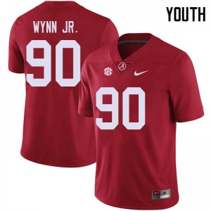 Youth Stephon Wynn Jr. Red Bama Football #90 Jersey 326010-396