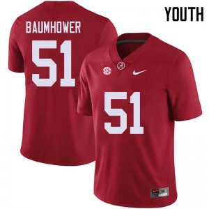 Youth Wes Baumhower Red Alabama Football #51 Jersey 721810-297