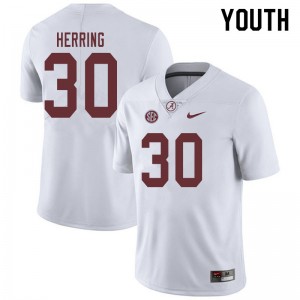 Youth Chris Herring White Alabama Football #30 Jersey 156442-860