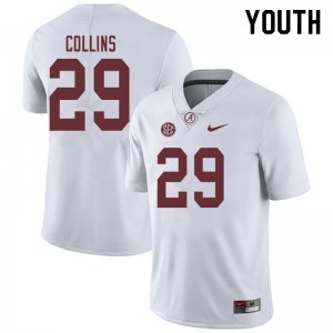 Youth Michael Collins White University of Alabama Football #29 Jersey 938470-317