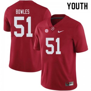 Youth Tanner Bowles Crimson Alabama Football #51 Jersey 827193-170