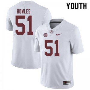 Youth Tanner Bowles White Bama Football #51 Jersey 512953-168