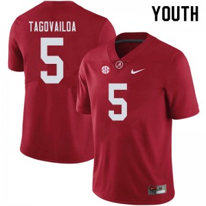Youth Taulia Tagovailoa Crimson Bama Football #5 Jersey 144266-469